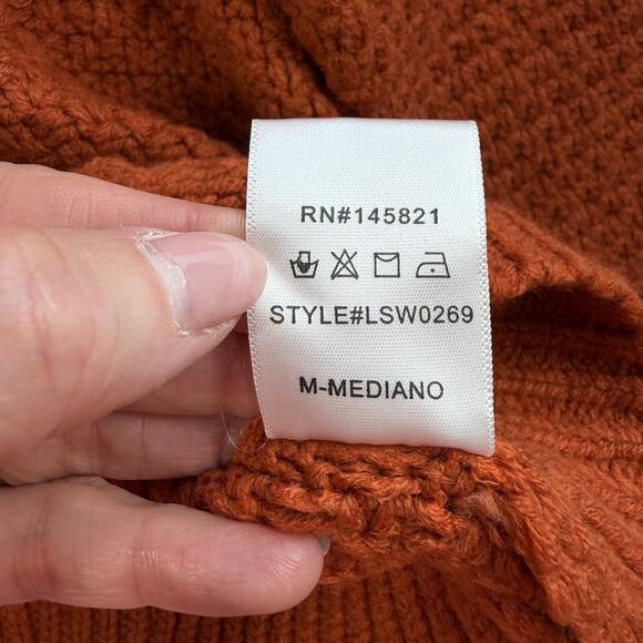 Listicle M Medium Cable Knit Sweater Oversized Fringe Boho Chunky Mohair Blend - Picture 6 of 10